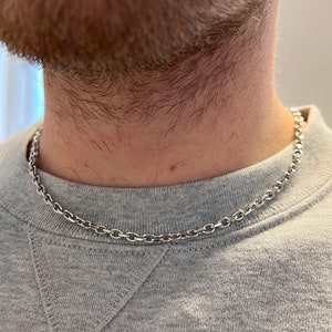4mm Silver Rolo Chain, Mens Chain, Silver Steel Chain Mens, Mens Jewelry UK, Silver Chain Necklace For Men - By Twistedpendant