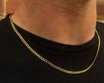 3mm Gold Chain Necklace Short 16 20 Thin Choker Necklace Chain Mens Gold Curb Chain Gold Chains Mens Jewelry By Twistedpendant