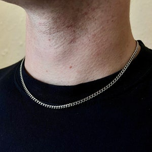 3mm Silver Cuban Chain, Mens Curb Chain, Silver Chain Mens / 18K Gold Chains For Men - Stainless Steel Chain Necklace - By Twistedpendant