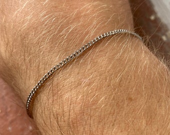 Mens Bracelet - 2mm Silver Bracelet Chain for Men - Thin Connell Link Chain Bracelet Armband - Gold Chain Bracelet Men - By Twistedpendant
