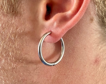 Stainless Steel Silver Hoops Earrings