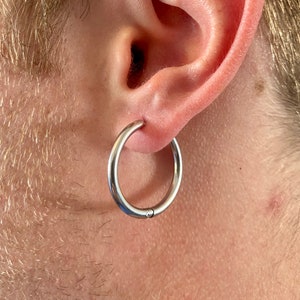 Mens Silver Large Hoop Earrings - Gold Hoop Earrings, Mens Hoop Earrings - Hoops for Men - Big Hoops - By Twistedpendant