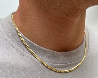 23Kt Gold Chain - Gold Cuban Link Chain - Mens Gold Chains - Mens Chain Link In Gold Plating - Mens Necklace in Gold 20" / 22" Mens Chain