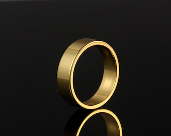 Mens Ring - 18K Gold Plated Minimal Band Ring - Chunky Gold Ring For Men - Gold Pinky Ring - Minimalist Gold Rings - Gold Signet Ring Men UK