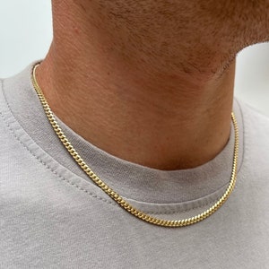 23Kt Gold Chain - Gold Cuban Link Chain - Mens Gold Chains - Mens Chain Link In Gold Plating - Mens Necklace in Gold 20" / 22" Mens Chain