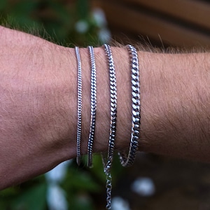 Silver Bracelet Chain For Men, Mens Silver Bracelets Cuban Link Bracelet Chain, 925 Sterling Silver Mens Jewelry Rhodium Plated Bracelet