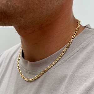 Thick 23K Gold Chain - Gold Rolo Link Chain - Mens Gold Chains - Heavy Gold Necklace Men - Mens Necklace in Gold 18&quot; / 20&quot; / 22&quot; Mens Chain