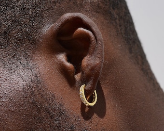 Mens Hoop Earrings Mens Gold Earrings Silver Diamond Hoop - Etsy
