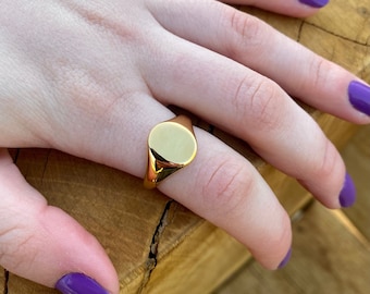 Anillo de sello de oro de 18 quilates, anillos de sello de oro para mujer, anillo de sello para mujer / anillo de sello de plata para mujer, anillos para ella, regalo para novia