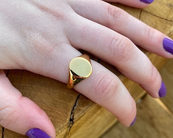 18K Gold Signet Ring, Gold Signet Rings for Women, Signet Ring Women / Silver Signet Ring Women, Rings For Her Gift For Girlfriend