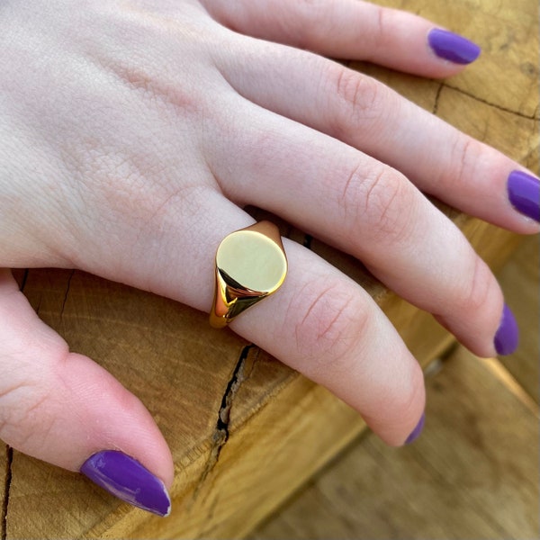 18K Gold Signet Ring, Gold Signet Rings for Women, Signet Ring Women / Silver Signet Ring Women, Rings For Her Gift For Girlfriend