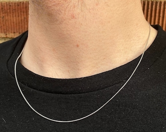Thin Silver Snake Chain Necklace Mens 