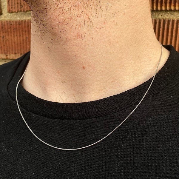 Thin Silver Snake Chain Necklace, Mens Silver Necklace Chain - Round Silver Chain For Men - Minimalist Jewelry - By Twistedpendant