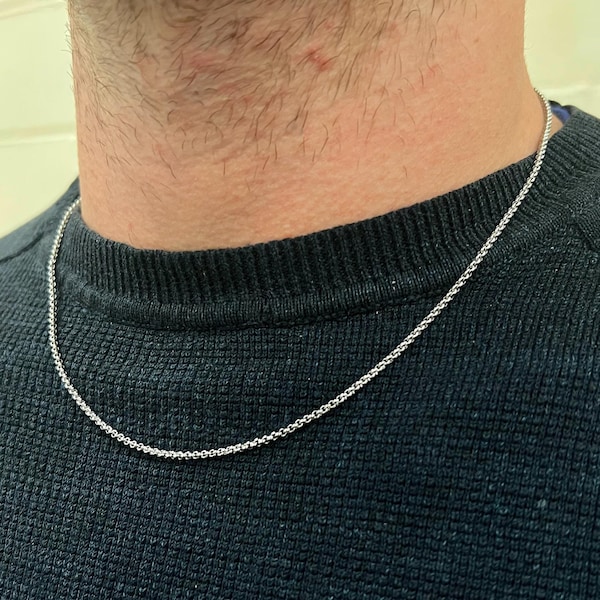 2mm Silver Belcher Chain, Mens Chain, Silver Thin Chain Mens, Mens Jewellery UK, Silver Chain Necklace For Men - By Twistedpendant