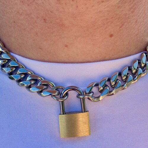 Padlock Necklace Choker Silver \u0026 Gold 