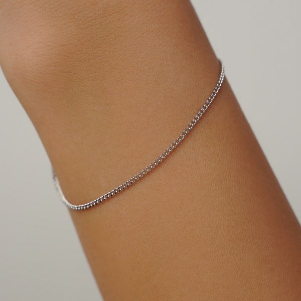 Zilveren delicate armband ketting, sierlijke zilveren armbanden voor vrouwen, zilveren dunne armband, dunne gouden minimalistische armband schakelketting voor haar