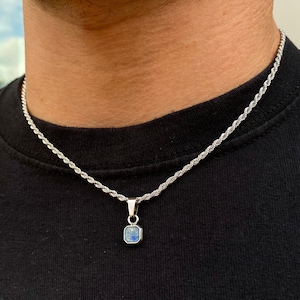 Herren Halskette - Mini Lapis Lazuli Silber Anhänger Halskette Für Herren - Lapis Halskette, Herren Schmuck, Silber Kettenanhänger - Von Twistedpendant