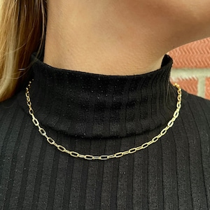Gold Paperclip Necklace - Gold Chain Necklace Women - Simple 3mm Thin Gold Chain - Womens Jewelry - By Twistedpendant