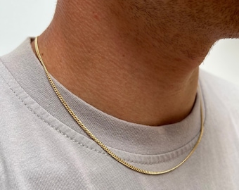 Cadena de oro de 23 quilates - Cadena fina de eslabones - Cadenas de oro para hombre - Collar de cadena para hombre - Collar de oro / plata 925 para hombre - Cadena de 50,8 cm / 56,8 cm para hombre