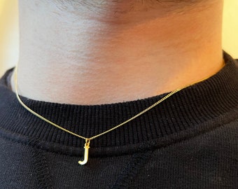 Personalised 18K Gold Necklace For Men A-Z Initial Pendant - Gift For Man - Gold Pendant Men - Mens Letter Chain Initial Name Necklace Gifts