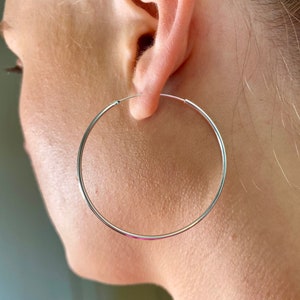 Silver Hoop Earrings, 50mm Big Hoop Earrings, 18K Gold Hoop Earrings 925 Sterling Silver Hoop Earrings, Silver Earrings For Women Jewelry UK