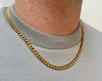 18K Gold Chain - Gold Cuban Link Chain - Mens Gold Chains - Mens Jewelry - Mens Steel Chain - Mens Necklace Gold 18" / 20" / 22" Mens Chain