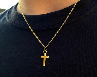 Small gold cross chain men's deals