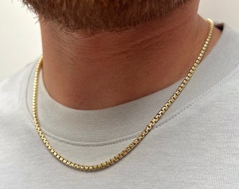 Cadena fina de oro de 23 quilates - Cadena de eslabones chapados en oro - Cadena de oro para hombre - Collar de regalo para hombre - Collar de oro para hombre de 20" / 22"