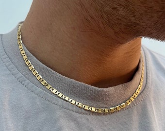 23K Gold Chain - Gold Valentino Chain - Mens Gold Chains - Mens Love Heart Chain - Mens Necklace in Gold 18" / 20" Mens Chain - Mens Jewelry