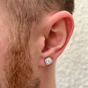Mens Earrings - Silver Stud Diamond Earring - Moissanite Diamond Stud Earring For Men - Diamond Earring - Mens Jewellery - By Twistedpendant