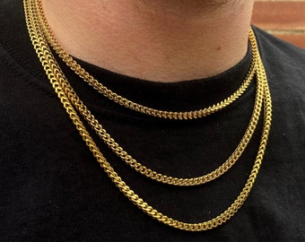 18K Gold Franco Chain Necklace 4MM Franco Chain Mens Gold Chain