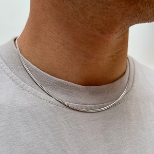 2mm Sterling Silver Chain - Mens Chain Necklace - Real Silver Chain - Very Thin 925 Silver Chain Necklace For Men - Mens Jewelry Gifts UK