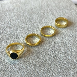 Mens Ring - 18K Gold Plated 925 Sterling Silver Ring - Gold Signet / Band Ring For Men - Mens Jewelry -