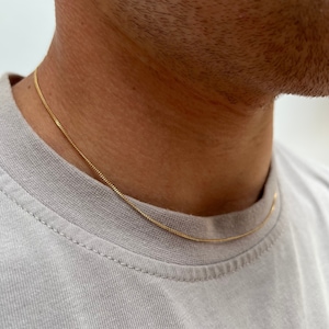 1 mm Goldkette mit kubanischen Gliedern, Herrenkette, superdünne 18K-Goldkette Herren, Herrenschmuck, verstellbare Kette für Herren - Von Twistedpendant
