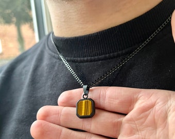 Tom Wood Cube-pendant Tiger Eye Necklace | Silver | FARFETCH CA