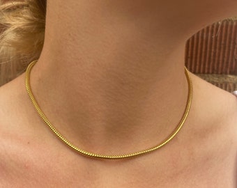 Gold Snake Chain Necklace - 3mm Gold Chain - Round Gold Necklace Short Gold Chain - Thick 18K Gold / Silver Snake Chain - By Twistedpendant
