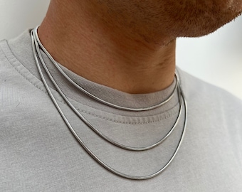 2mm Silver Snake Chain, Mens Chain, Silver Chain Mens, Thin Snake Simple Mens Necklace 18" / 20" / 22" - Mens Jewellery - By Twistedpendant