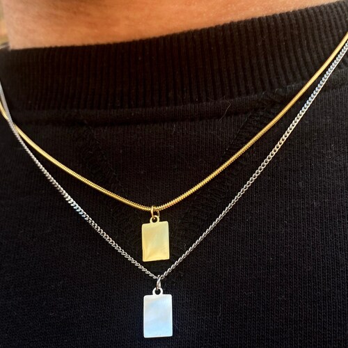 18k Gold Mens Necklace Minimalist Tiny 