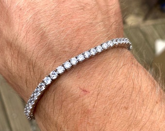 Mens Bracelet Silver Tennis Bracelet Chain 3mm Diamond Tennis Chain Silver Chain Men Mens Diamond Bracelets by Twistedpendant Etsy