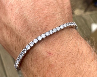 Bracelet homme, chaîne de bracelet tennis en argent, chaîne tennis diamant 3 mm, chaîne en argent pour homme, bracelets diamant pour homme - par Twistedpendant