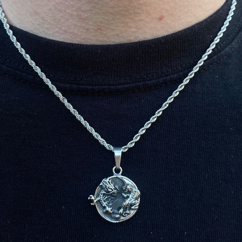 Mens Necklace Dragon Necklace Pendant 