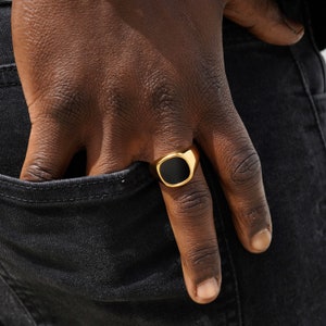 Mens Ring 18K Gold Signet Ring Men Rings for Men Mens Gold Pinky Rings Onyx Ring Men Mens Jewelry Gifts By Twistedpendant image 3