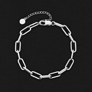 Silver Paperclip Bracelet Mens Chain Link Bracelet Silver, Adjustable Silver Bracelet For Men - Mens Bracelet Chain By Twistedpendant