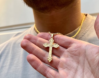 Mens 9ct gold cross and chain hotsell