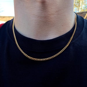 18k Gold Thin Mens Necklace Chain Gold Chain Necklace Thin Gold Chain Mens  Gold Necklace Chain Gold Chain Men by Twistedpendant UK 