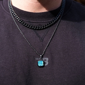 Mens Necklace, Black Opal Pendant Necklace for Men, Mens Black Necklace, Mens Jewelry Opal