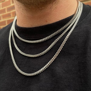 Catena Franco in argento, catena in argento da uomo, collana con catena in argento a maglie strette - Gioielli da uomo - Di Twistedpendant