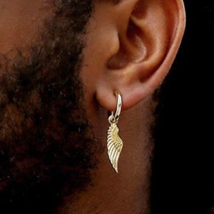 Details about   14K Gold On Sterling Silver Angel Wings Design Dangle Drop Ladies Earrings 