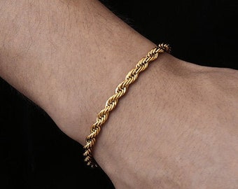 mens gold bracelets rope