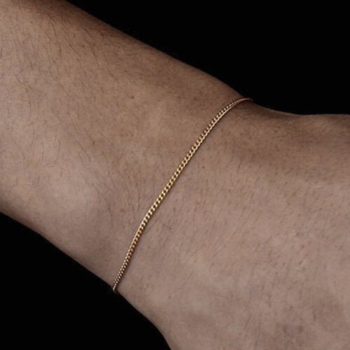 Gold Bracelet 1.5mm Cuban Curb Thin 